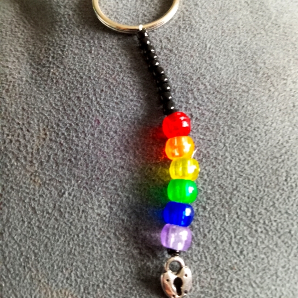 Hand crafted New LGBT silver plated rainbow Keychain heart locket love pride
